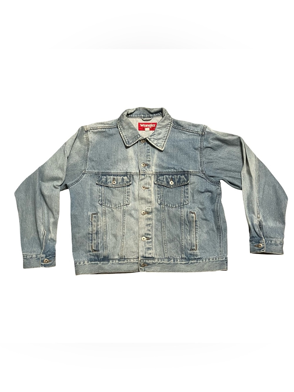 Vtg Wrangler Hero Mens Blue Denim Trucker Jacket XL Cotton Western Pockets Faded